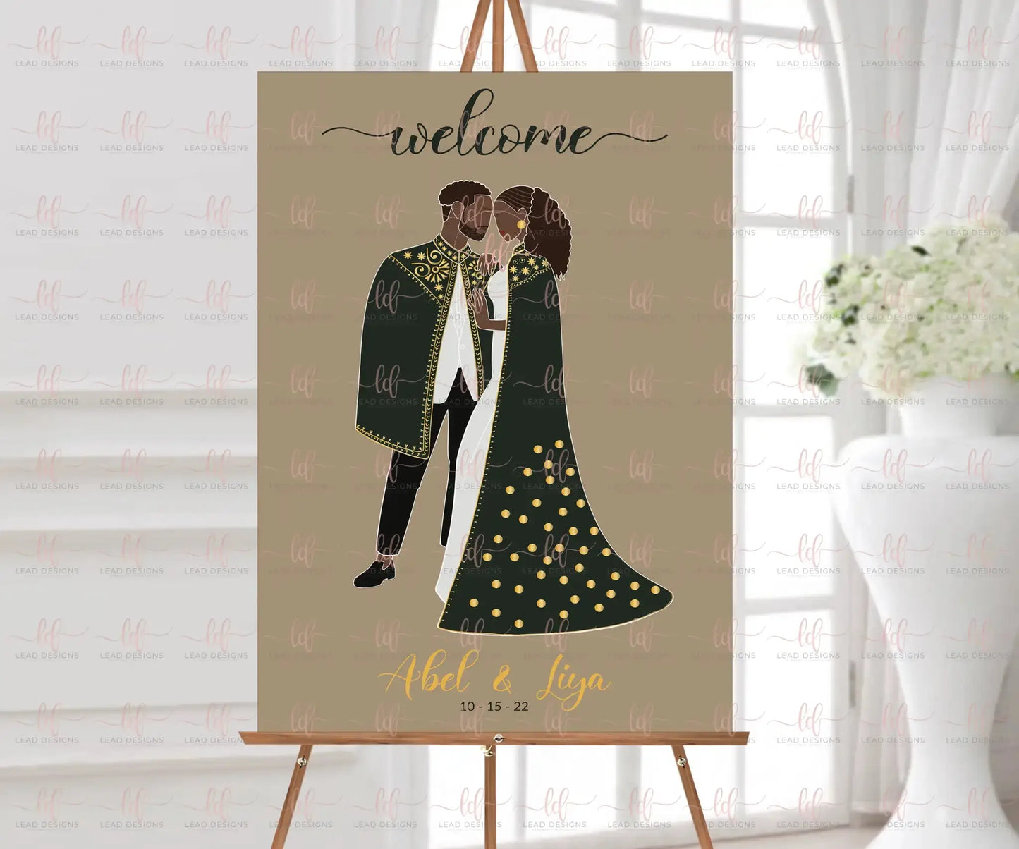 Liya Welcome Sign African Traditional Wedding Abstract Welcome Sign