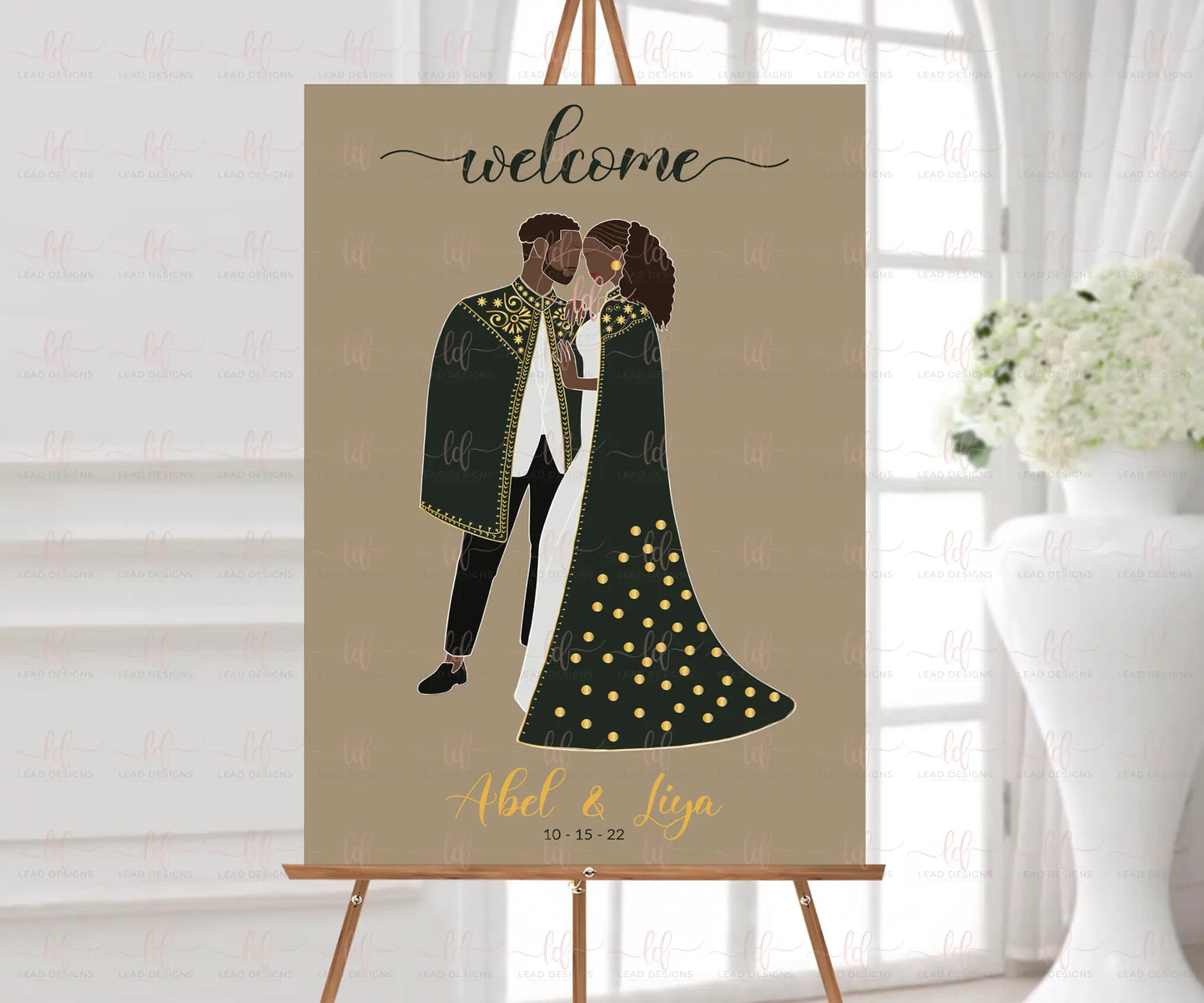 Liya Welcome Sign Traditional Ethiopian & Eritrean Wedding Abstract