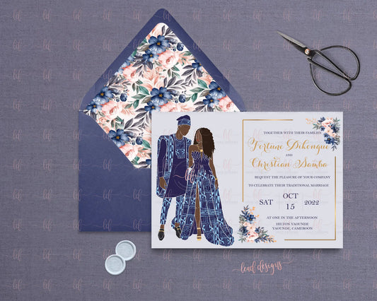 Mita African Traditional Wedding Invitation | Digital & Printed Abstract Invitations