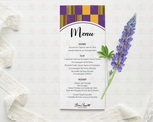 Royal African Menu Card Menus