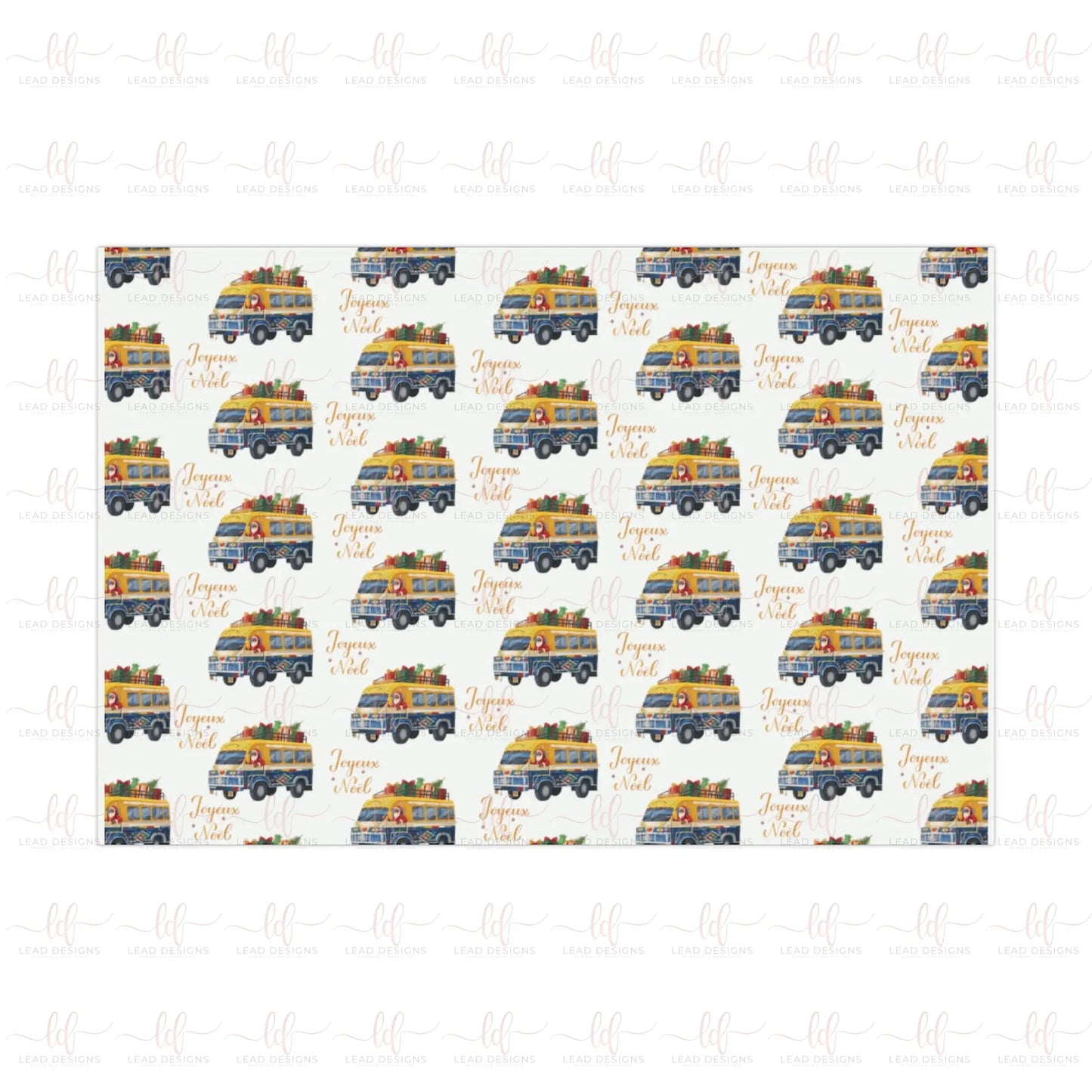 Santa Dans Un Car Rapide- Gift Wrapping Paper Sheet Christmas Wrapping Paper