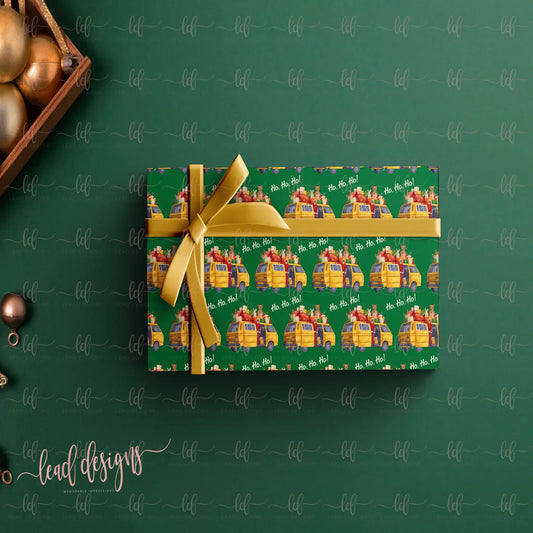 Santa In A Molue - Gift Wrapping Paper Sheet Christmas Wrapping Paper