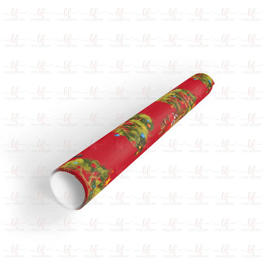 Santa Under A Christmas Baobab- Gift Wrapping Paper Sheet Christmas Wrapping Paper