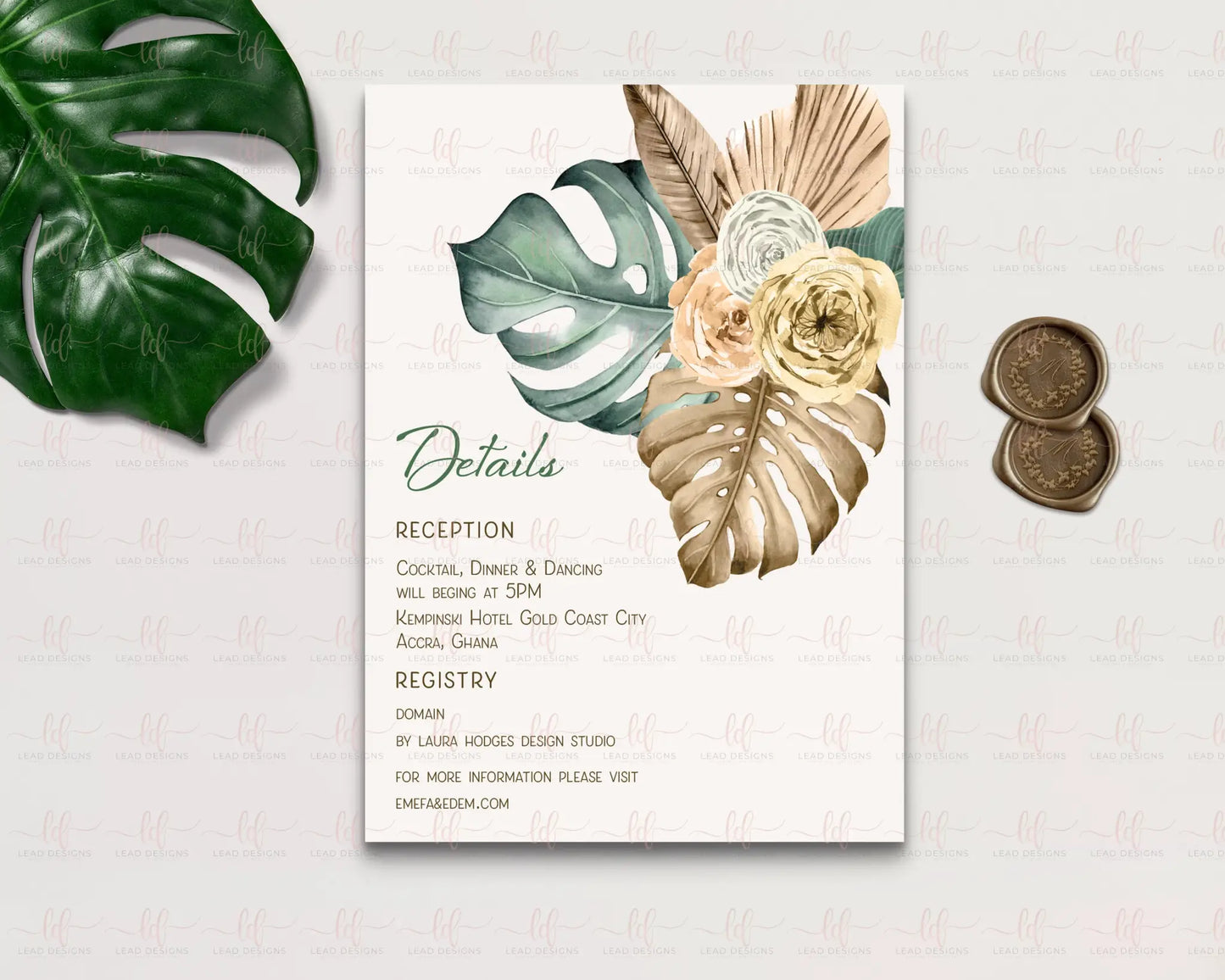 Sous Les Tropiques Wedding Invitation Floral Invitations