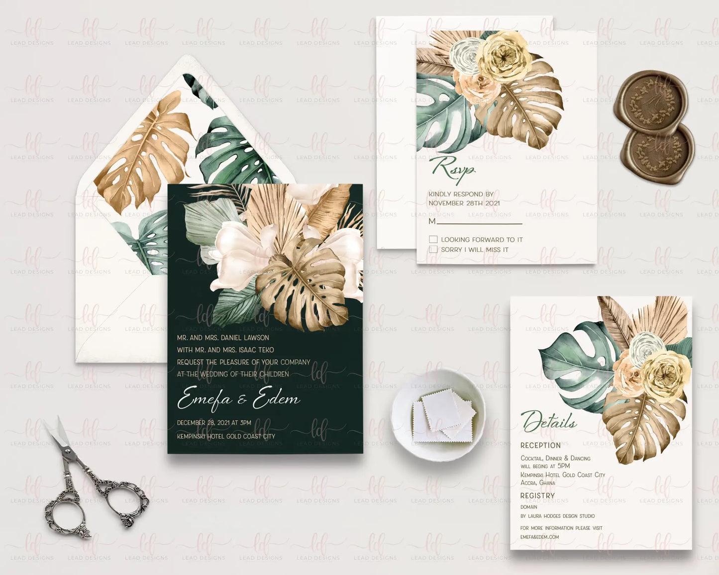 Sous Les Tropiques Wedding Invitation Floral Invitations