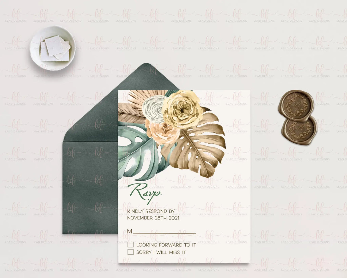 Sous Les Tropiques Wedding Invitation Floral Invitations