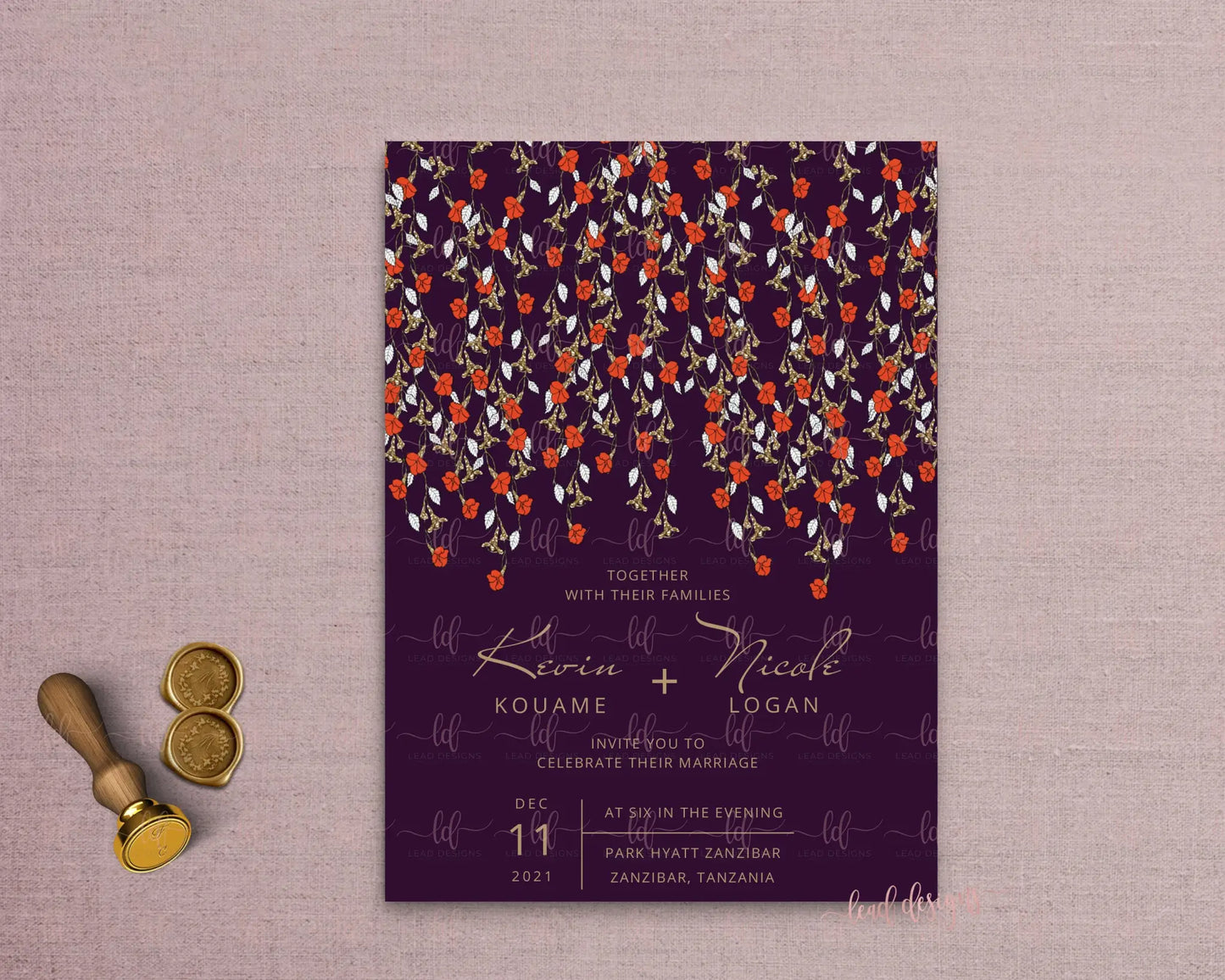 Strings Of Hibiscus Wedding Invitation Floral Invitations