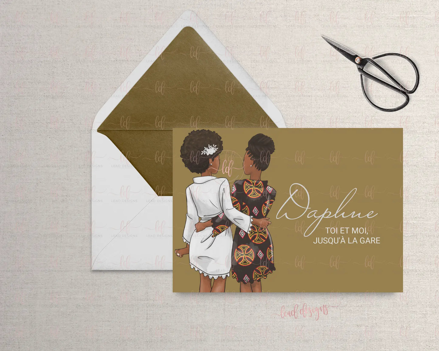 Stylish Bridesmaid Proposal Card With African-Inspired Prints