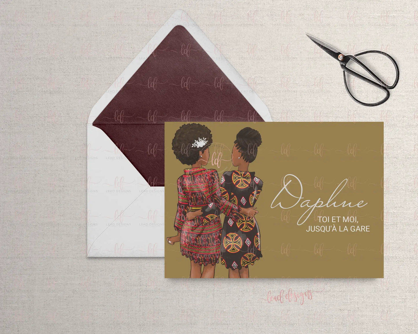 Stylish Bridesmaid Proposal Card With African-Inspired Prints