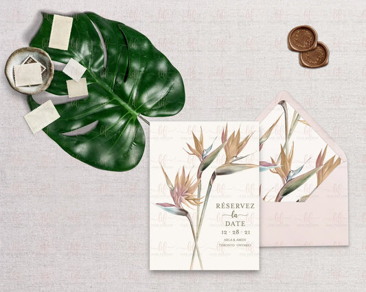 Copy Of Sous Les Tropiques Save The Date Floral Save The Date