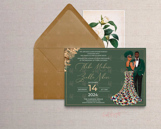 lobola zulu southern africa, cape town, joburg, wedding invitation