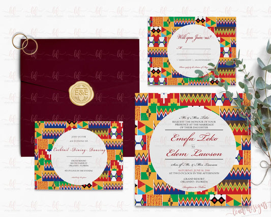 Zig Zag Invitation African Traditional Wedding Pattern Invitation