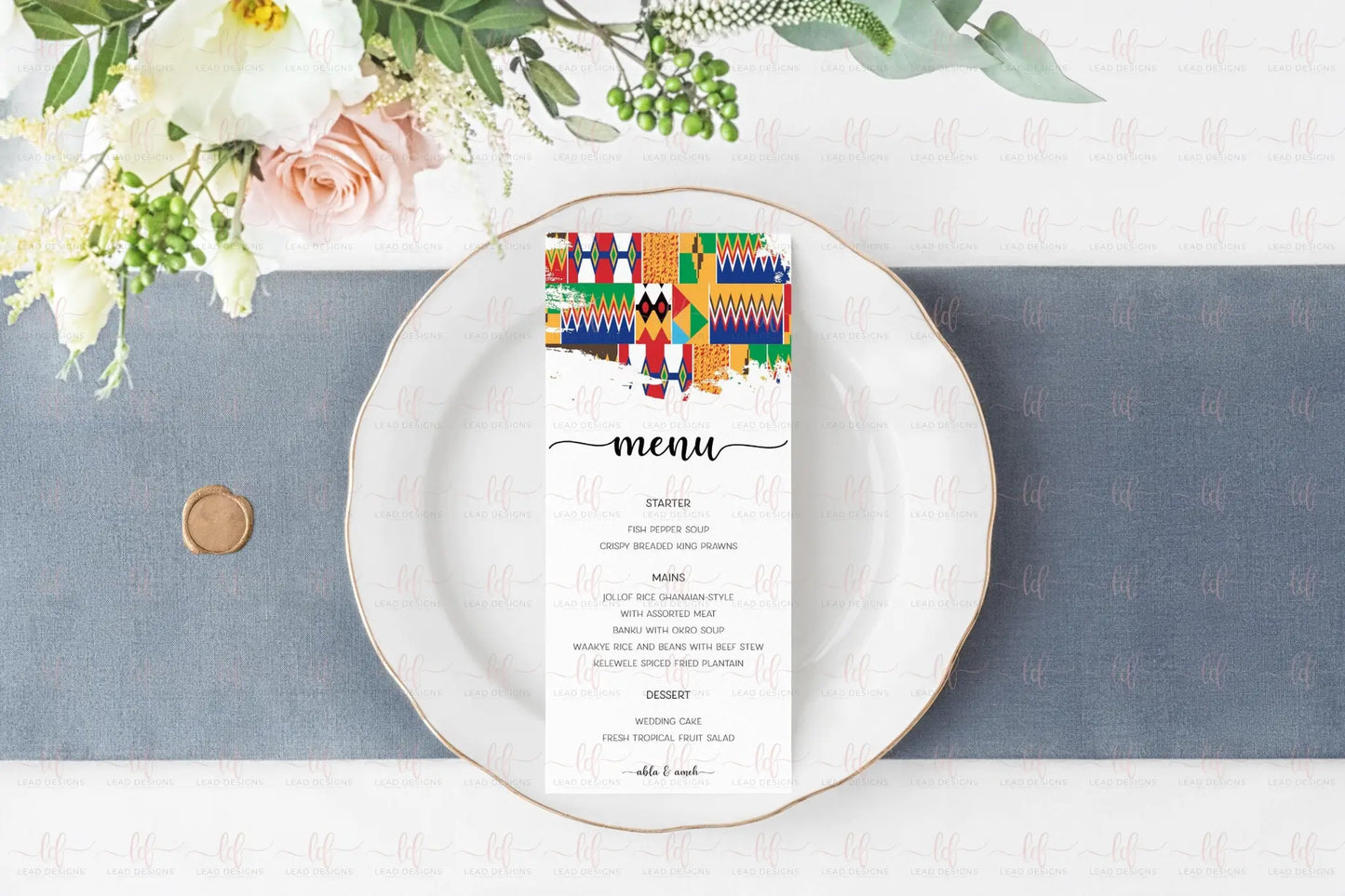 Zigzag African Menu Card Menus